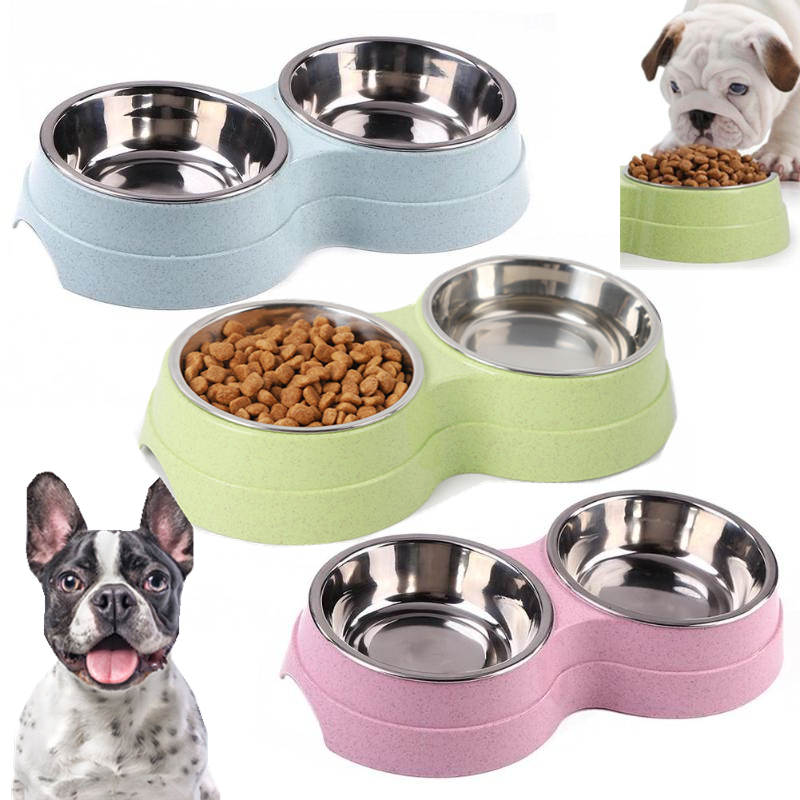 Pet Supplies Dog Food - Double Bowls Stainless Steel Pet Feeder