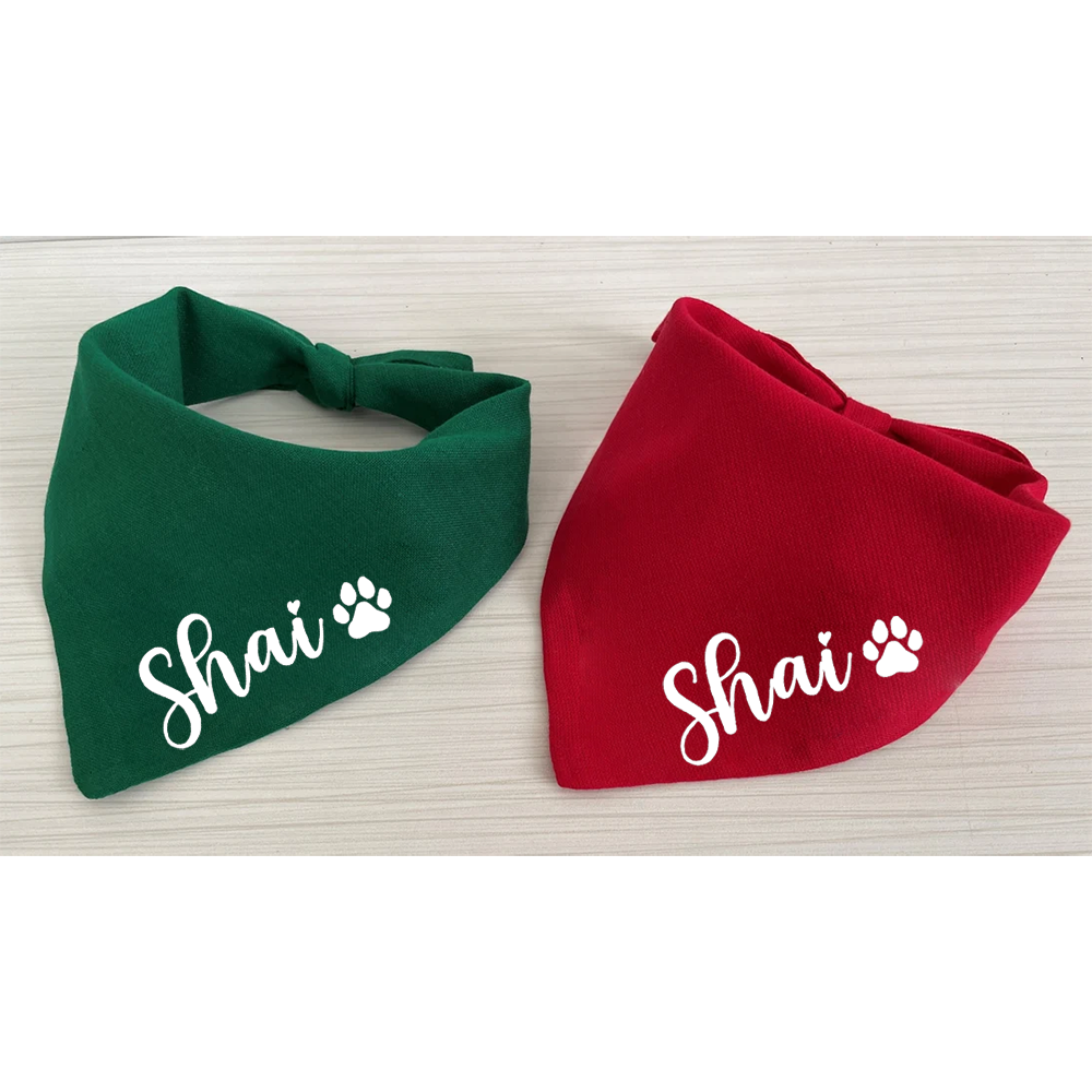 Pet Supplies Warehouse - Personalized name Dog Christmas Bandana Red