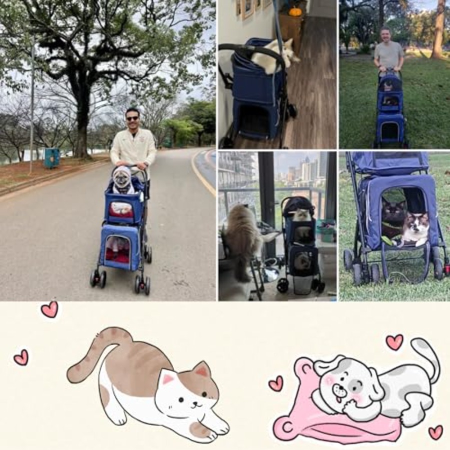 Double Dog Stroller for 2 Dogs - Pet Stroller Carrier 评论和价格