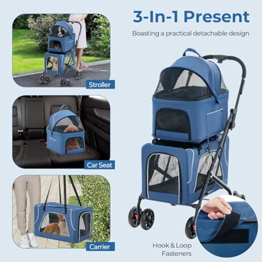 Double Dog Stroller for 2 Dogs - Pet Stroller Carrier 评论和价格