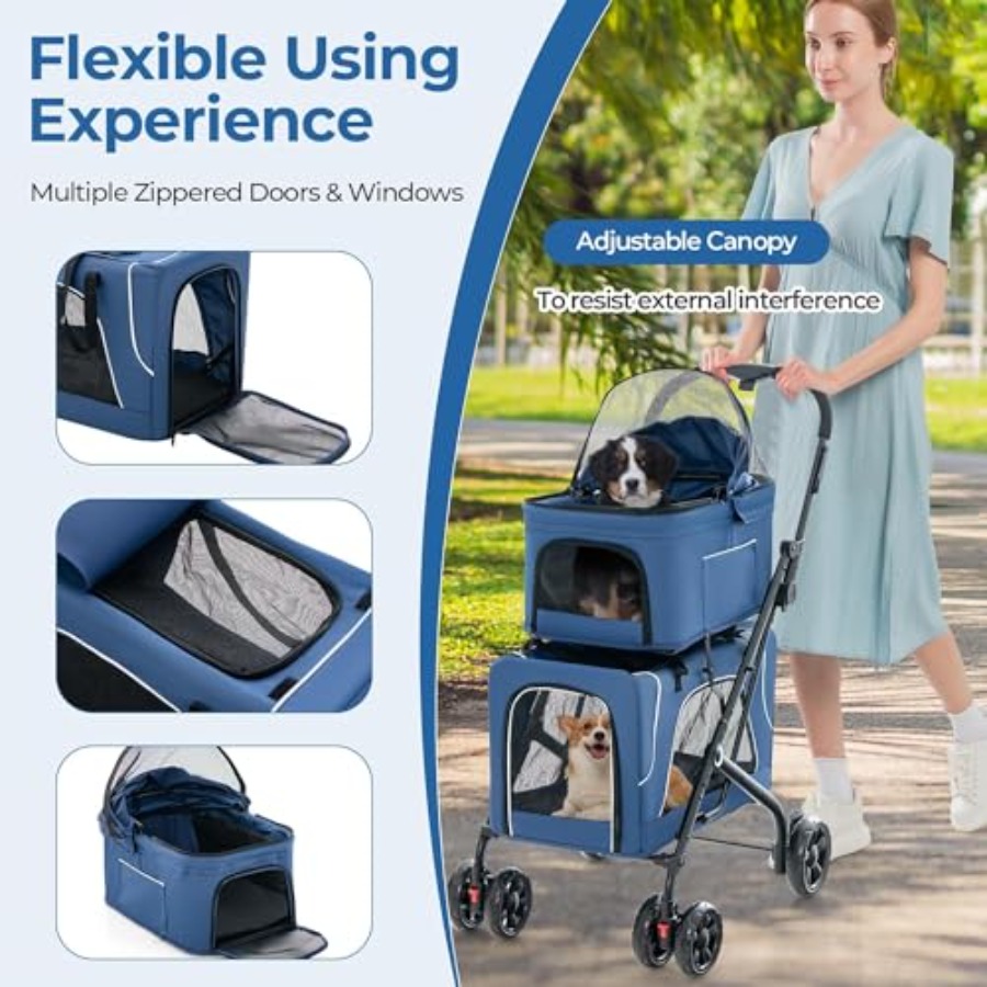 Double Dog Stroller for 2 Dogs - Pet Stroller Carrier 评论和价格