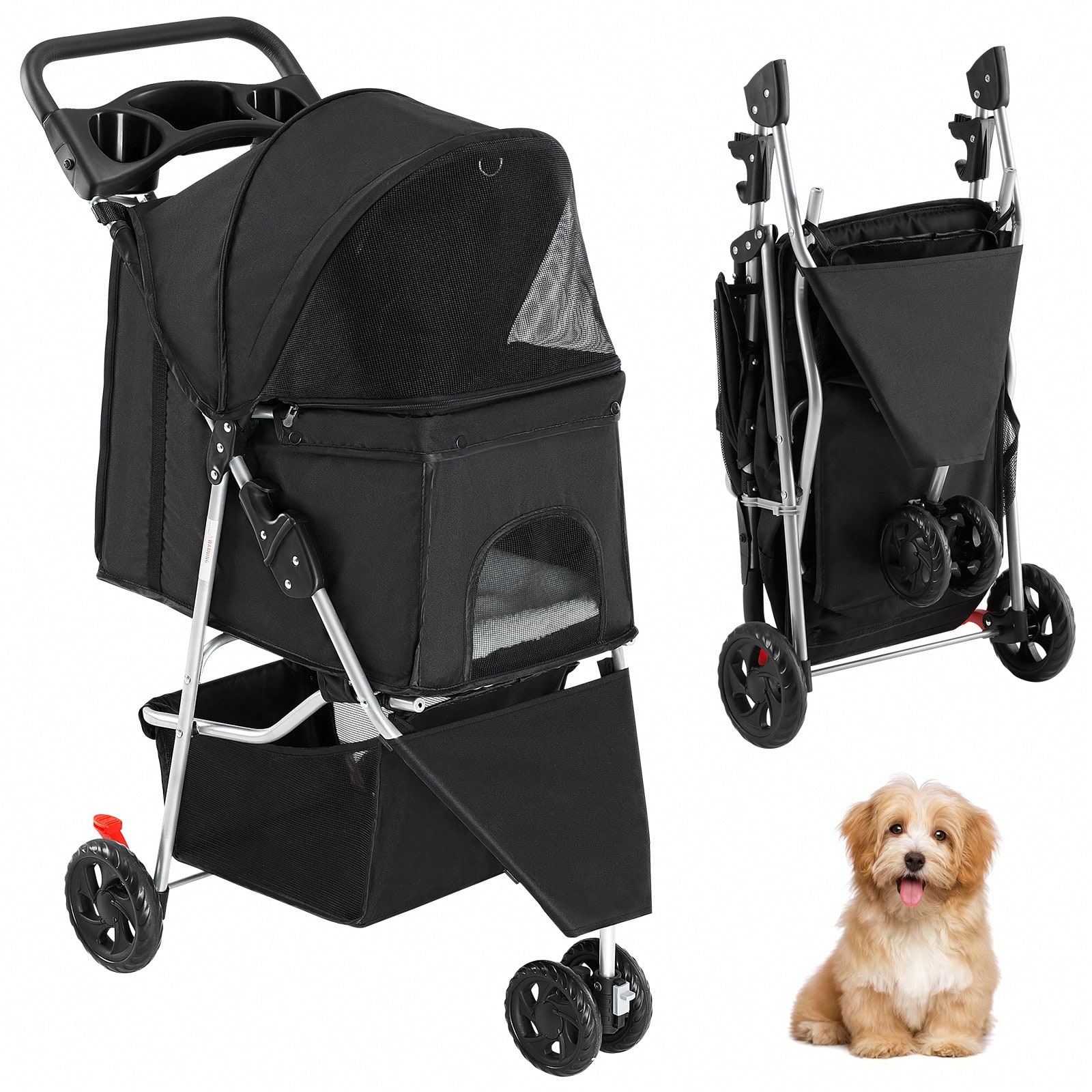 3 Wheels Pet Stroller, Cats An - Pet Stroller Carrier 评论和价格