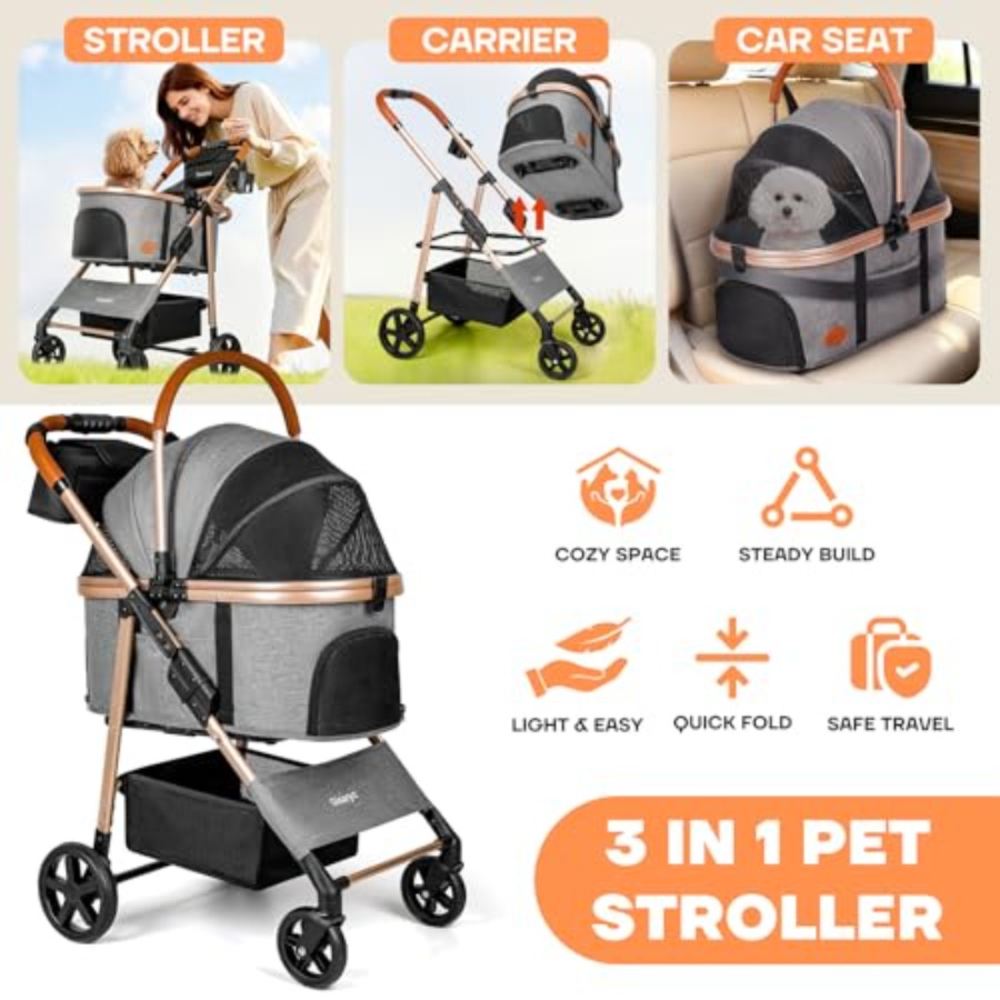 Dog Cat Stroller for Small/Med - Pet Stroller Carrier 评论和价格