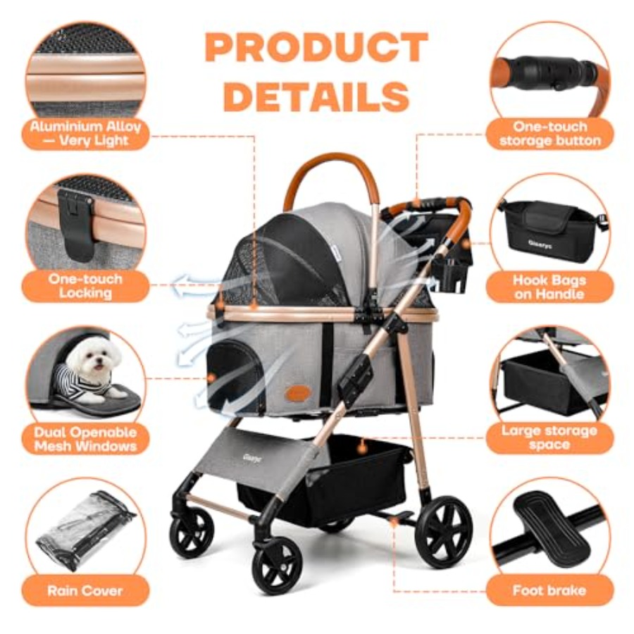 Dog Cat Stroller for Small/Med - Pet Stroller Carrier 评论和价格