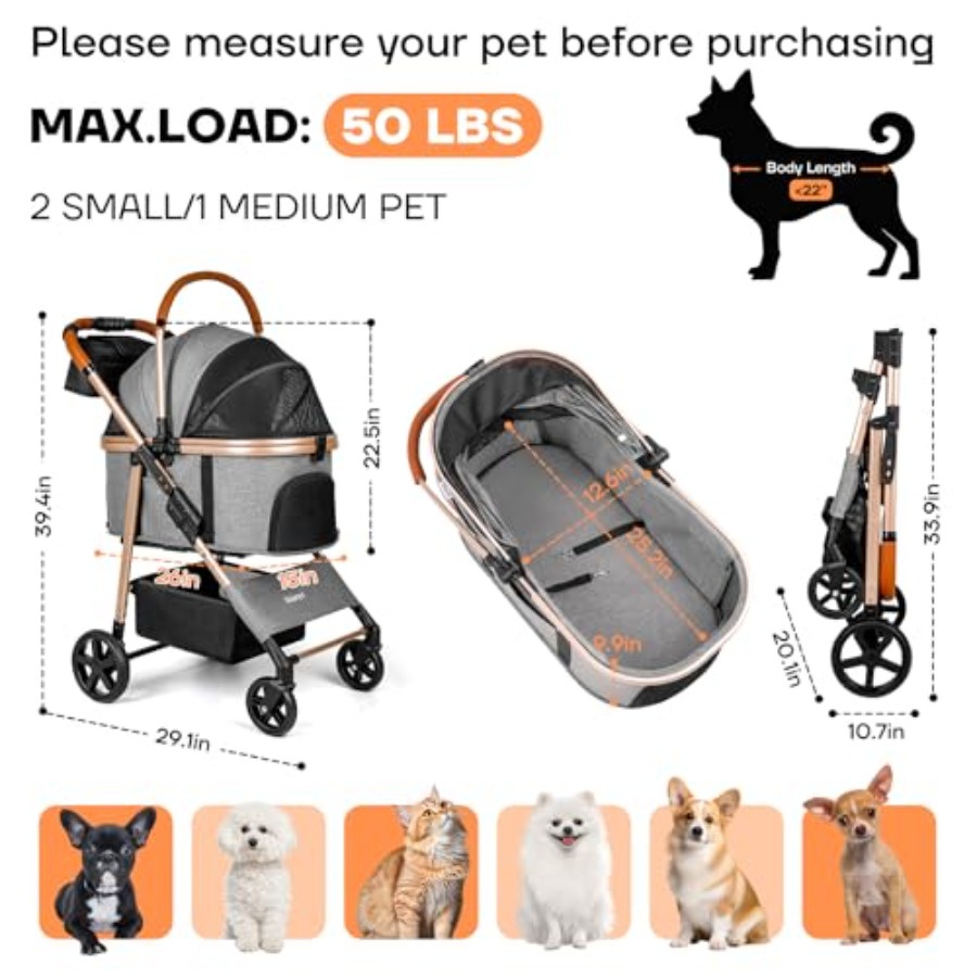 Dog Cat Stroller for Small/Med - Pet Stroller Carrier 评论和价格