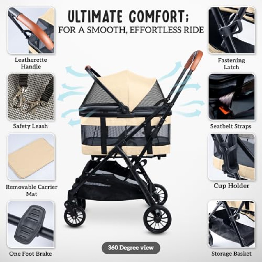 Pet Stroller with Detachable C - Pet Stroller Carrier 评论和价格