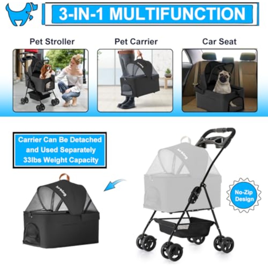 3-in-1 Pet Stroller for Small  - Pet Stroller Carrier 评论和价格