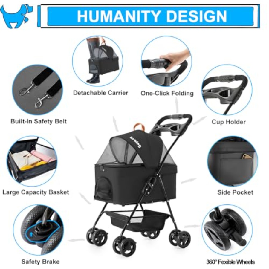 3-in-1 Pet Stroller for Small  - Pet Stroller Carrier 评论和价格