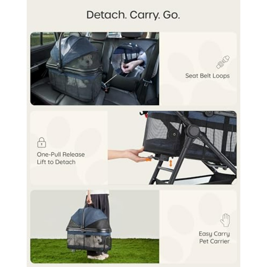 3 in 1 Pet Carrier Stroller wi - Pet Stroller Carrier 评论和价格