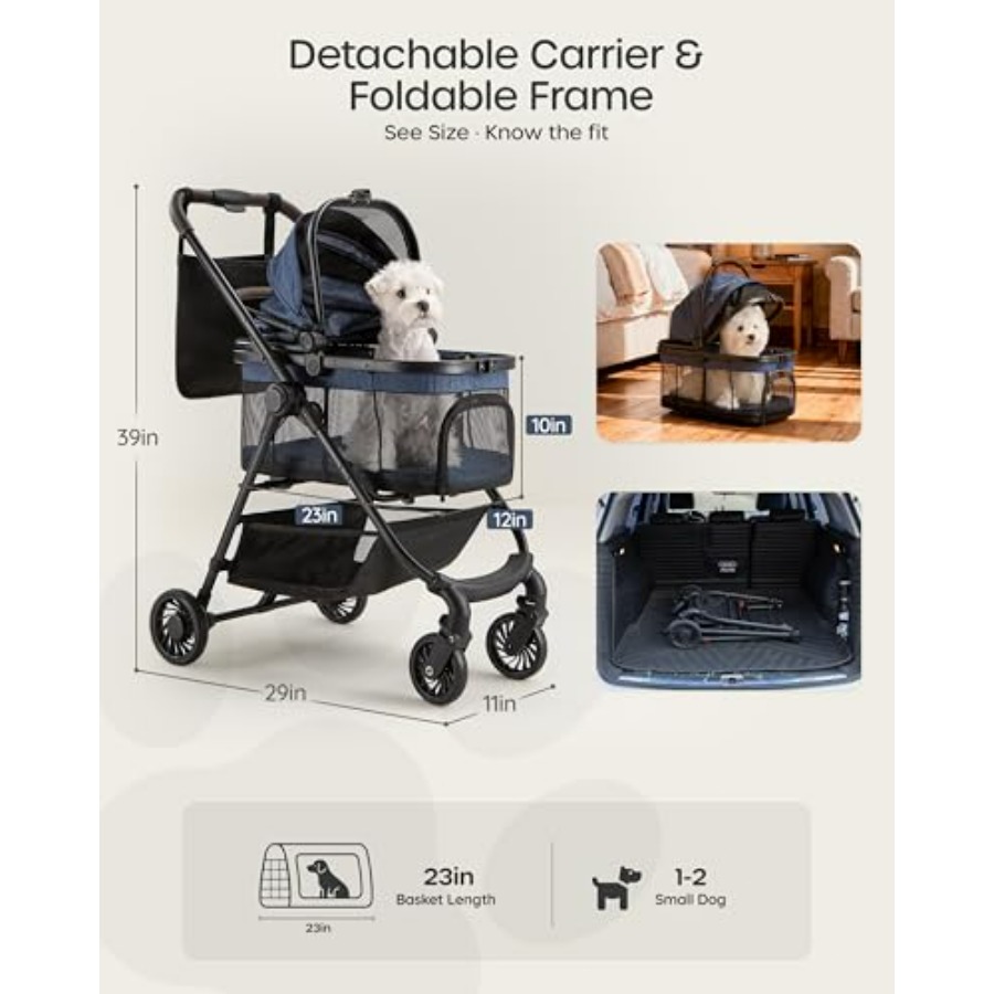 3 in 1 Pet Carrier Stroller wi - Pet Stroller Carrier 评论和价格