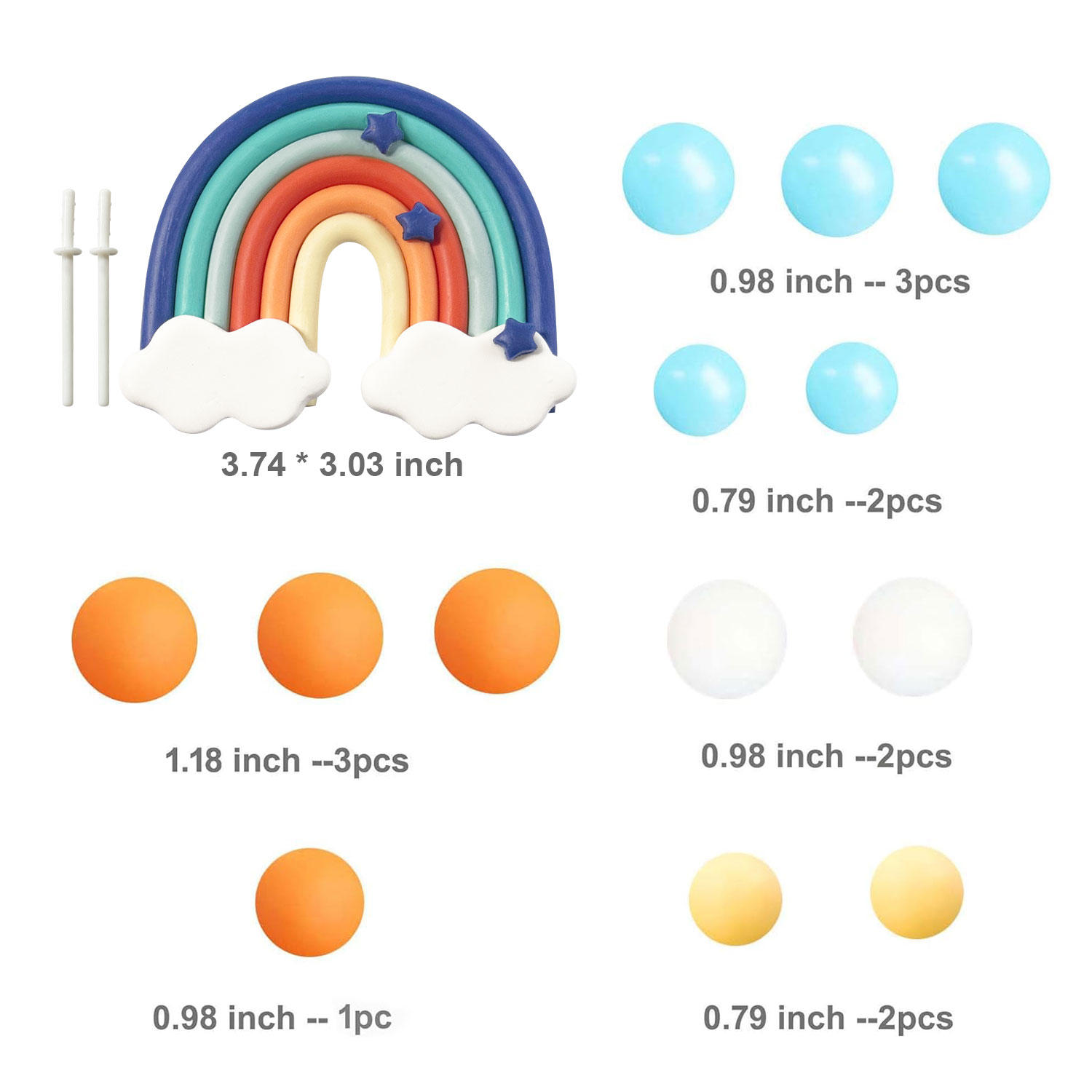 14pcs Blue Rainbow Cake Topper - Pet Supplies Warehouse 评论和价格