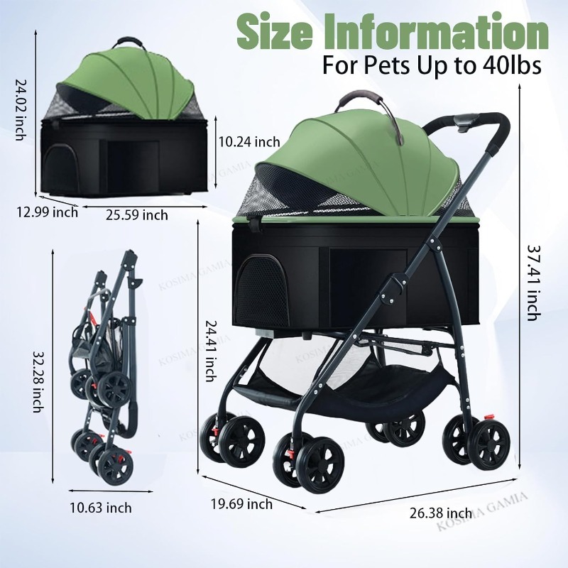 Pet Dog Stroller 3-in-1 Dog Wa - Pet Stroller Carrier 评论和价格