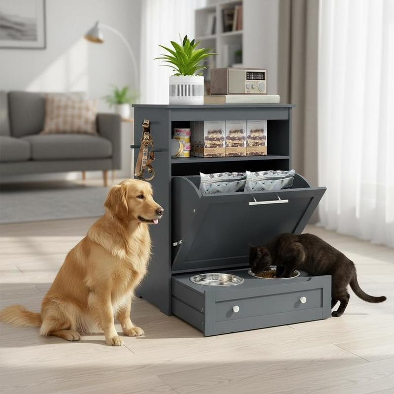 Pet Feeder Station Storage Cab - Pet Supplies Dog Food 评论和价格