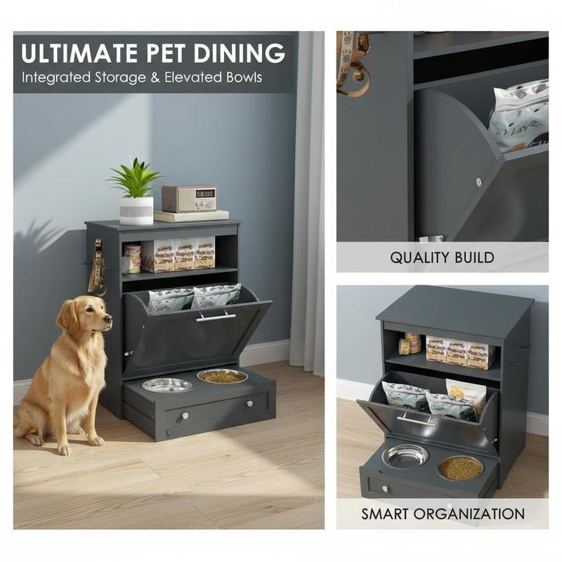 Pet Feeder Station Storage Cab - Pet Supplies Dog Food 评论和价格