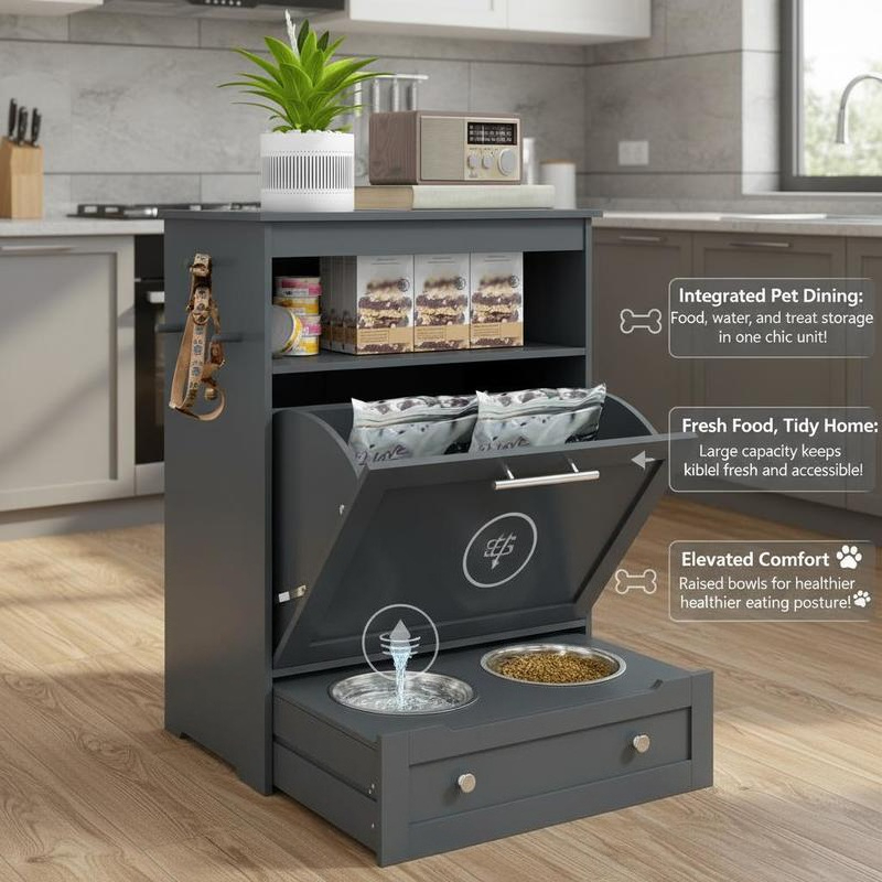 Pet Feeder Station Storage Cab - Pet Supplies Dog Food 评论和价格