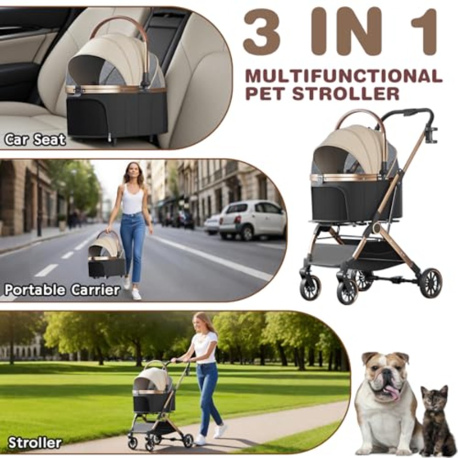 4 Wheels Pet Stroller for Smal - Pet Stroller Carrier 评论和价格