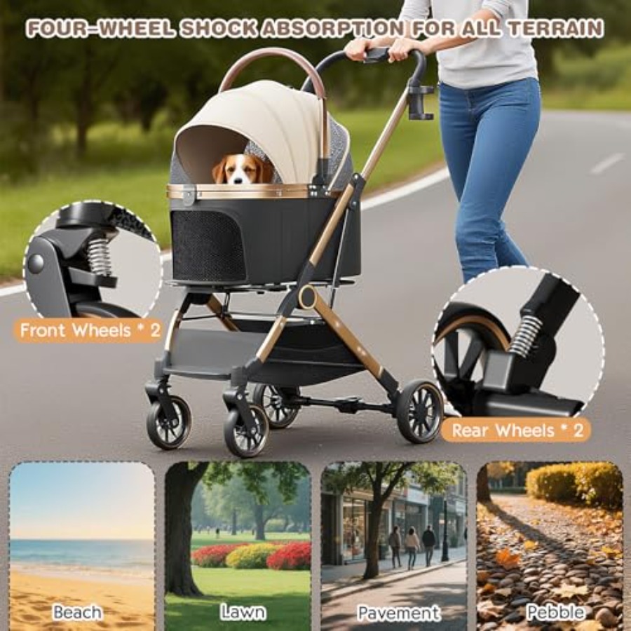 4 Wheels Pet Stroller for Smal - Pet Stroller Carrier 评论和价格